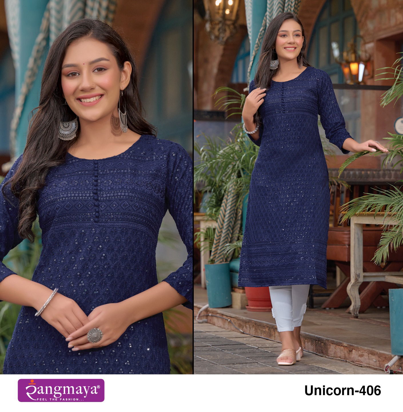 Unicorn 4 By Rangmaya Chikankari Chiffon Kurtis Wholesale Clothing Distributors In India